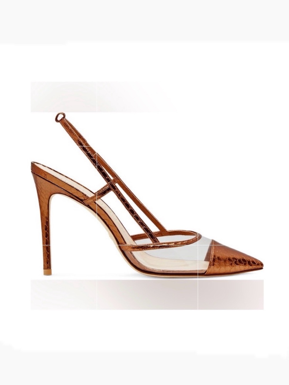 Brand New Stuart Weitzman Metallic Copper Snake Slingback Heels size 8.5
